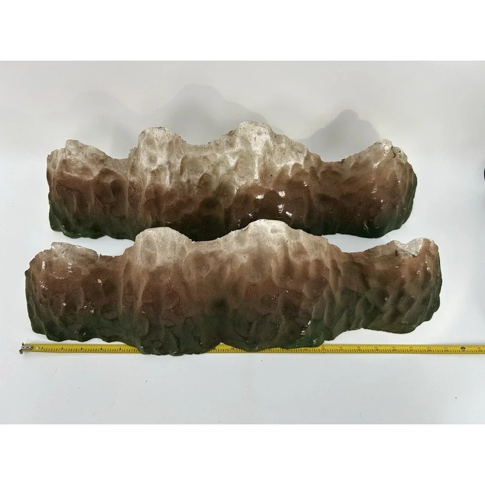 Vintage Molded Styrofoam Mountain Range Backdrop Set Of 2